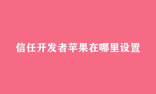 信任开发者苹果在哪里设置