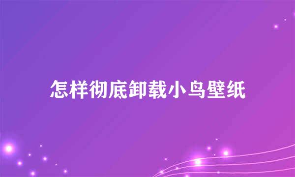 怎样彻底卸载小鸟壁纸
