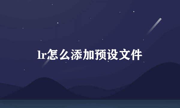 lr怎么添加预设文件