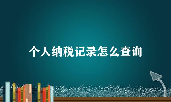 个人纳税记录怎么查询