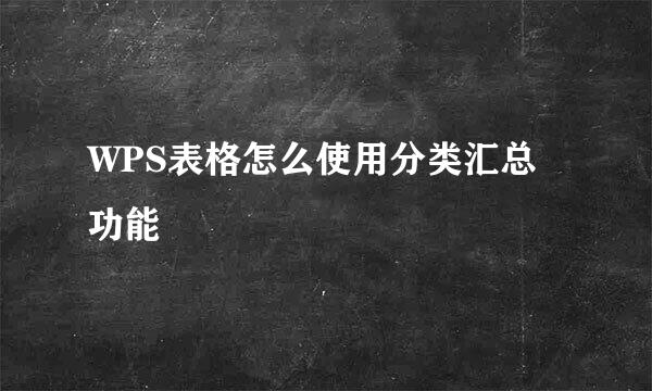 WPS表格怎么使用分类汇总功能
