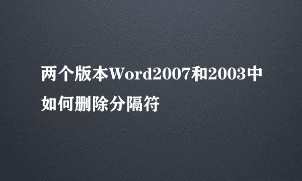 两个版本Word2007和2003中如何删除分隔符