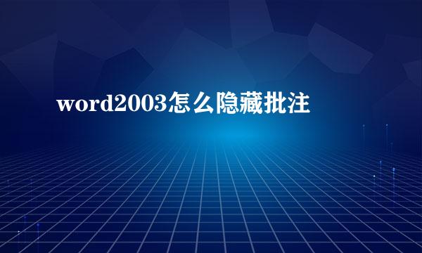 word2003怎么隐藏批注