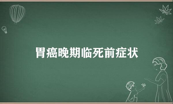 胃癌晚期临死前症状