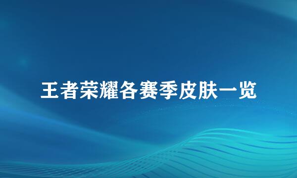 王者荣耀各赛季皮肤一览