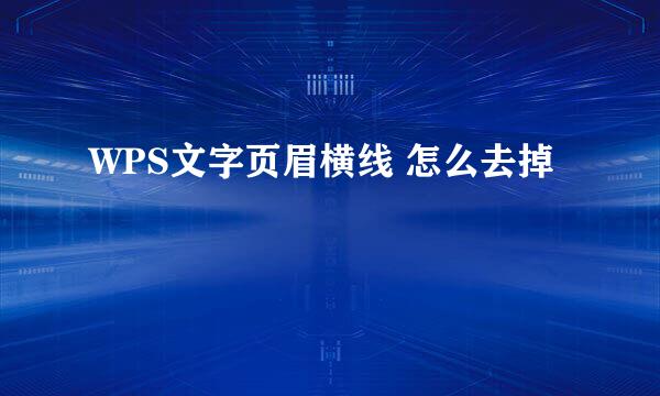 WPS文字页眉横线 怎么去掉