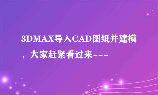 3DMAX导入CAD图纸并建模,大家赶紧看过来~~~