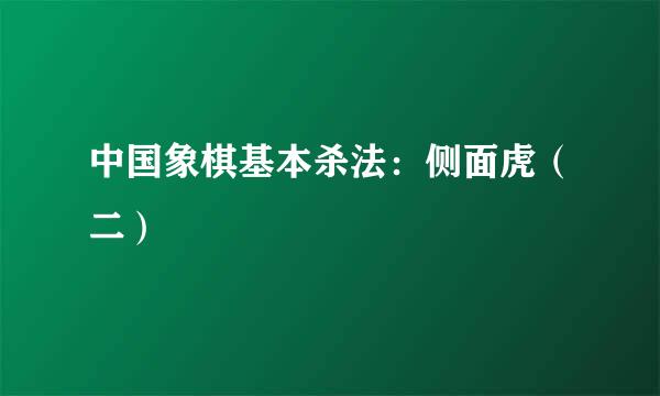 中国象棋基本杀法：侧面虎（二）