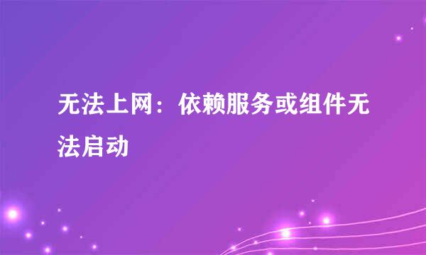 无法上网:依赖服务或组件无法启动