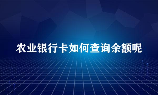 农业银行卡如何查询余额呢
