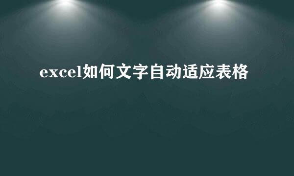 excel如何文字自动适应表格