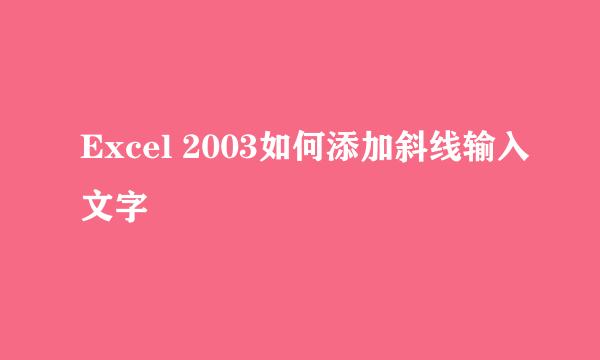 Excel 2003如何添加斜线输入文字