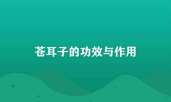 苍耳子的功效与作用