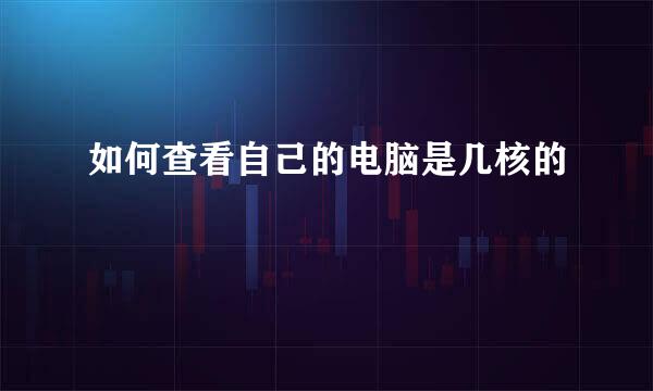 如何查看自己的电脑是几核的