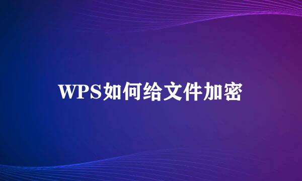 WPS如何给文件加密