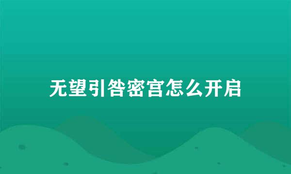 无望引咎密宫怎么开启