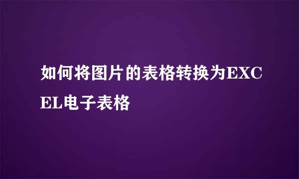 如何将图片的表格转换为EXCEL电子表格
