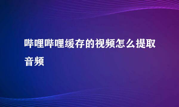 哔哩哔哩缓存的视频怎么提取音频