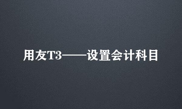 用友T3——设置会计科目