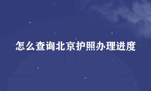 怎么查询北京护照办理进度