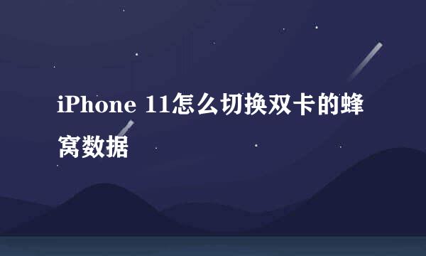 iPhone 11怎么切换双卡的蜂窝数据