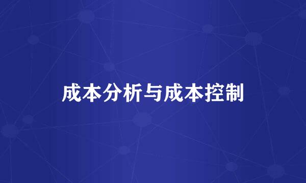 成本分析与成本控制