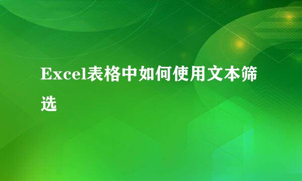 Excel表格中如何使用文本筛选