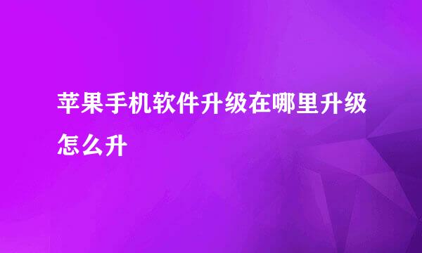 苹果手机软件升级在哪里升级怎么升