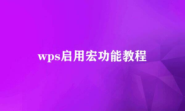 wps启用宏功能教程