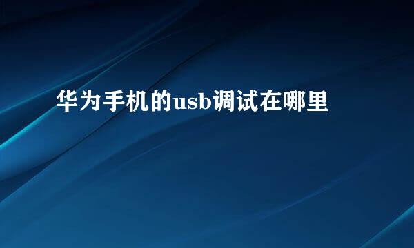 华为手机的usb调试在哪里
