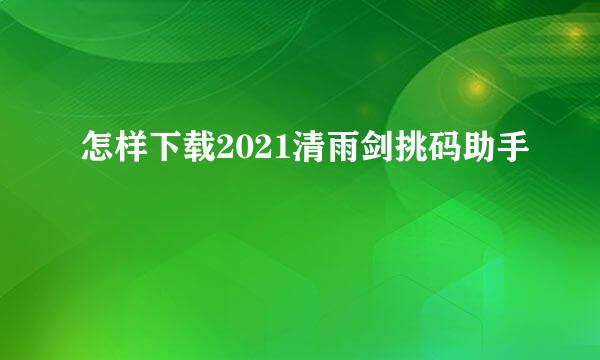 怎样下载2021清雨剑挑码助手