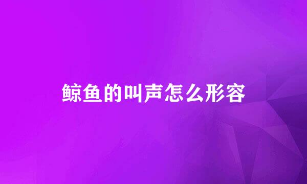 鲸鱼的叫声怎么形容