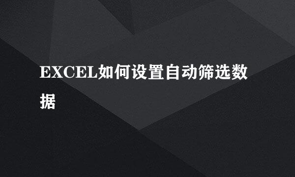EXCEL如何设置自动筛选数据