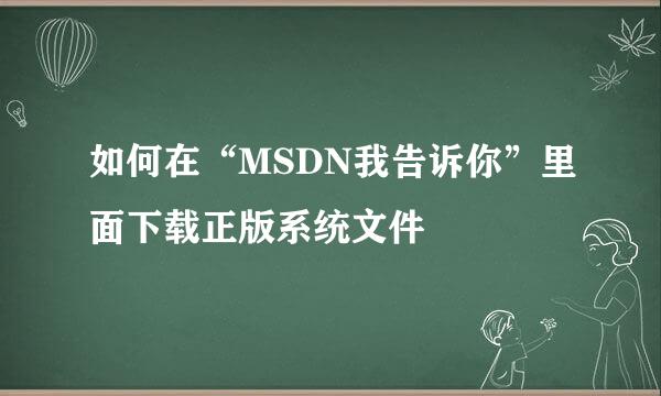 如何在“MSDN我告诉你”里面下载正版系统文件