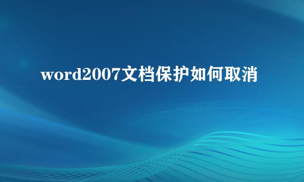 word2007文档保护如何取消