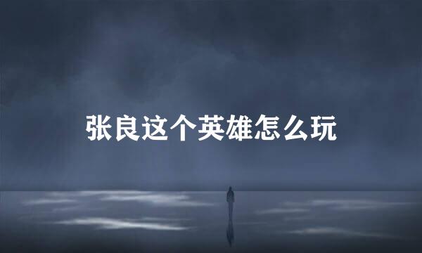 张良这个英雄怎么玩