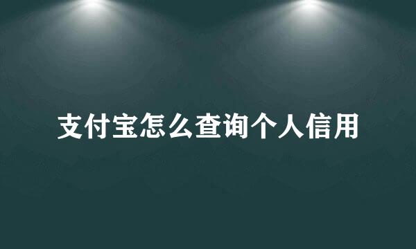 支付宝怎么查询个人信用