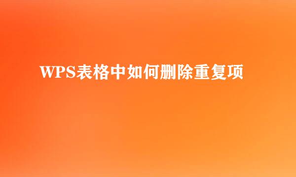 WPS表格中如何删除重复项