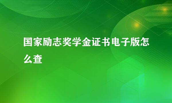 国家励志奖学金证书电子版怎么查