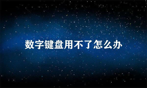 数字键盘用不了怎么办