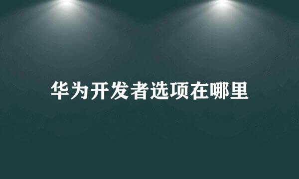 华为开发者选项在哪里