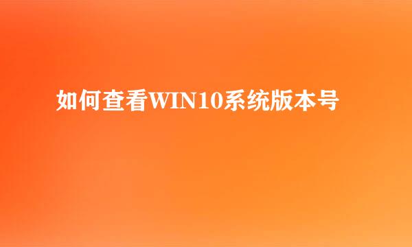 如何查看WIN10系统版本号