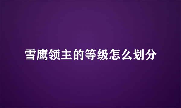雪鹰领主的等级怎么划分
