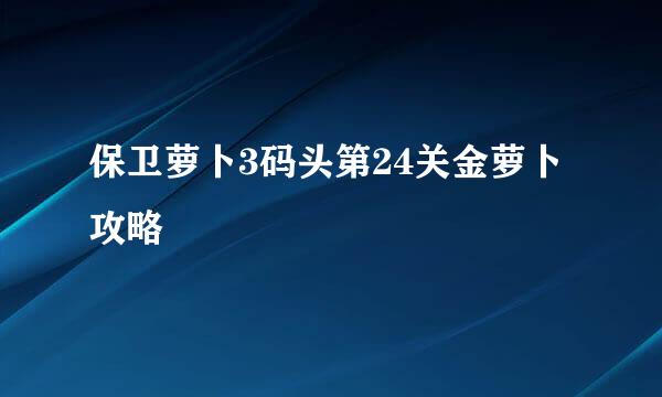 保卫萝卜3码头第24关金萝卜攻略