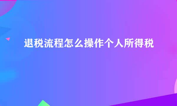 退税流程怎么操作个人所得税