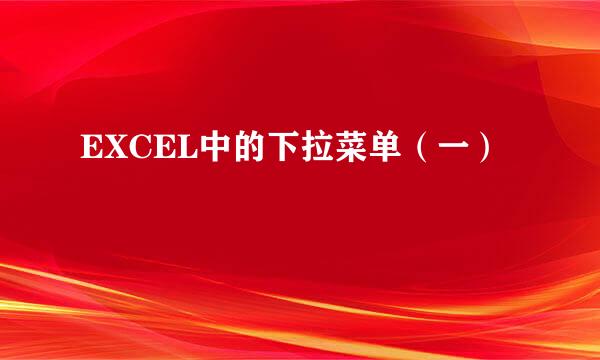 EXCEL中的下拉菜单（一）