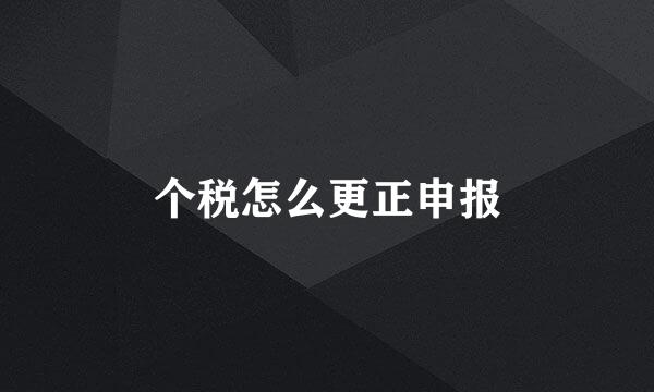 个税怎么更正申报