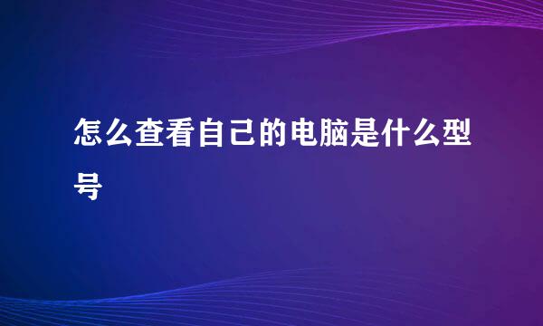 怎么查看自己的电脑是什么型号