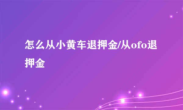 怎么从小黄车退押金/从ofo退押金