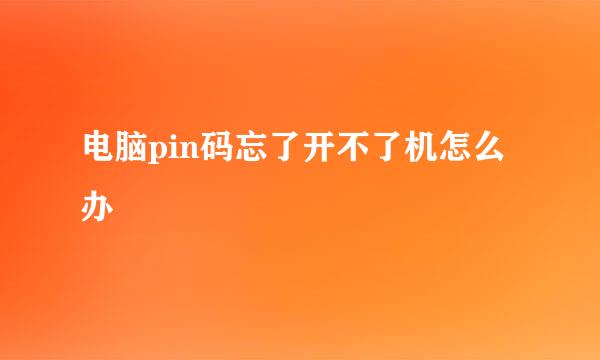 电脑pin码忘了开不了机怎么办